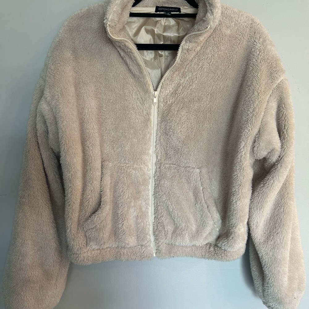 Cotton Candy Cream Teddy Jacket